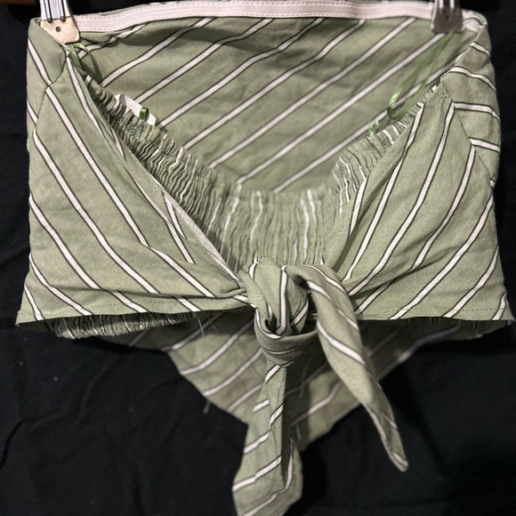 Green Striped Tie-back Tube Top - Picture 2 of 3
